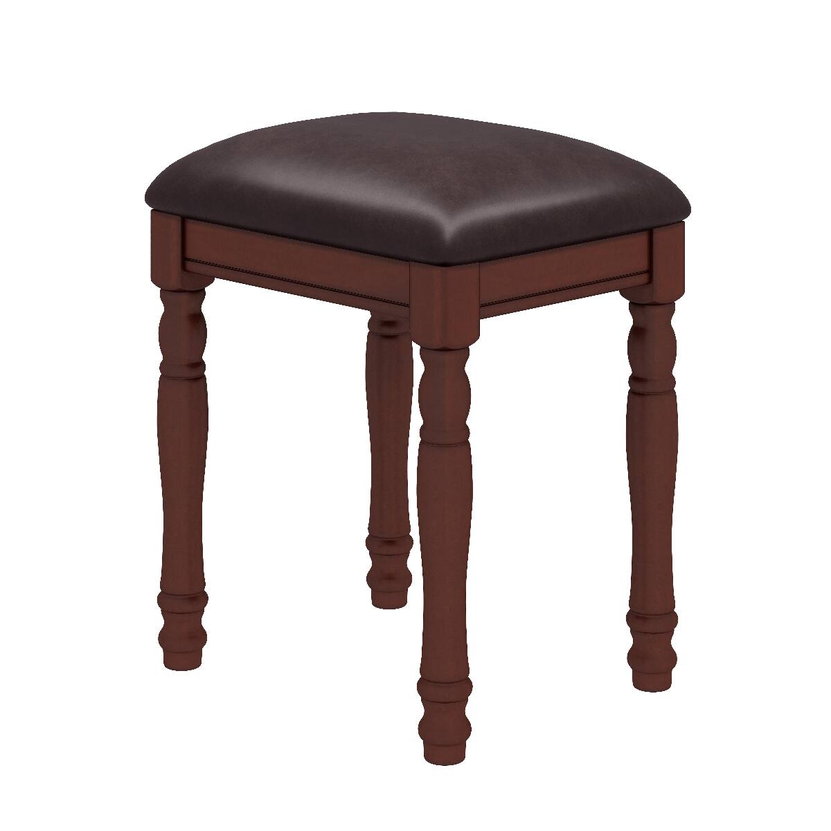 Alt View 6. Loheer - Loheer Vanity Desk with Adjustable Angle Mirror, Walnut Wood, Cushioned Stool and Five Drawers - Walnut.