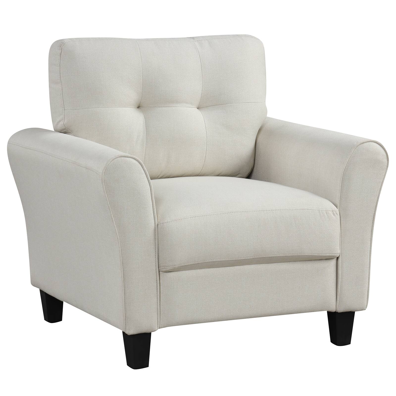 Front. Ecooso - Modern Upholstered Accent Chair with Rubber Wood Legs for Stylish Comfort - Beige.