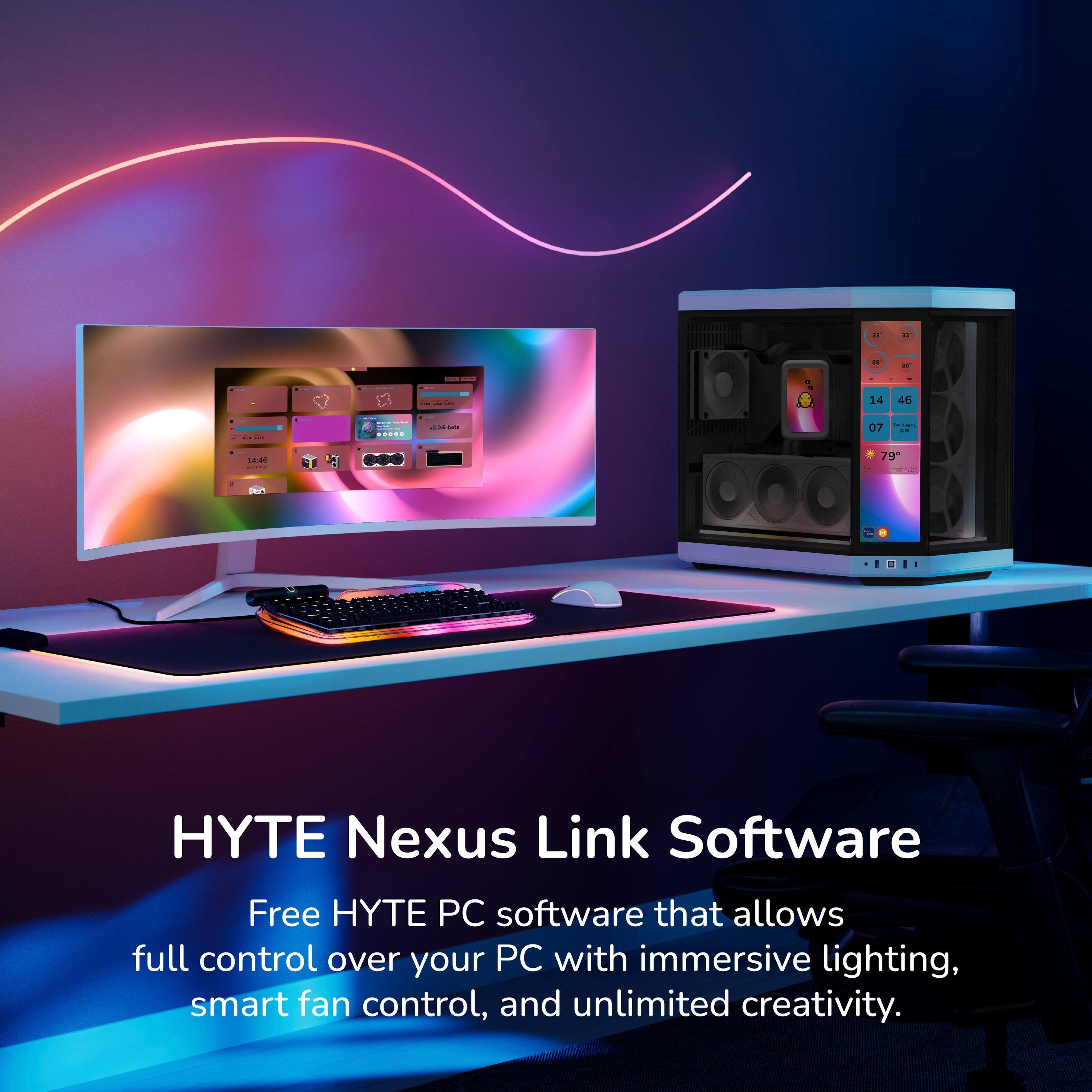 HYTE Nexus Link Software

Free HYTE PC software that allows full control over your PC with immersive lighting, smart fan control, and unlimited creativity.
