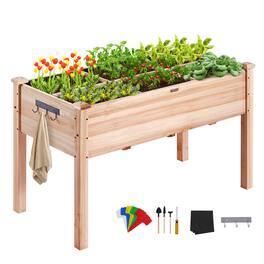 VEVOR - Raised Garden Bed, 3.9 x 1.9 x 2.5 ft Wooden Planter Box, Elevated Outdoor Planting Boxes with Legs, for Growing Flowers - Burlywood