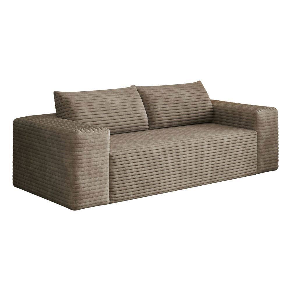 Alt View 1. Kadyn - 78.8" Corduroy Fabric Loveseat Sofa, Deep Seat Couch, No Assembly, for Living Room & Apartment, Camel - Brown.