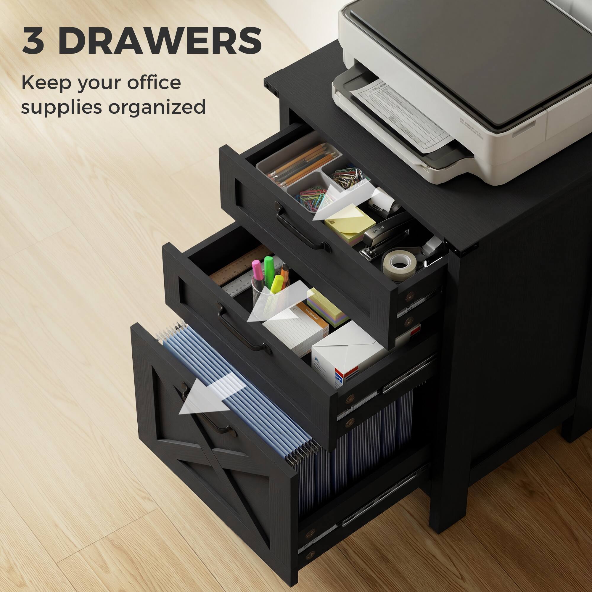 3 DRAWERS  
Keep your office supplies organized
