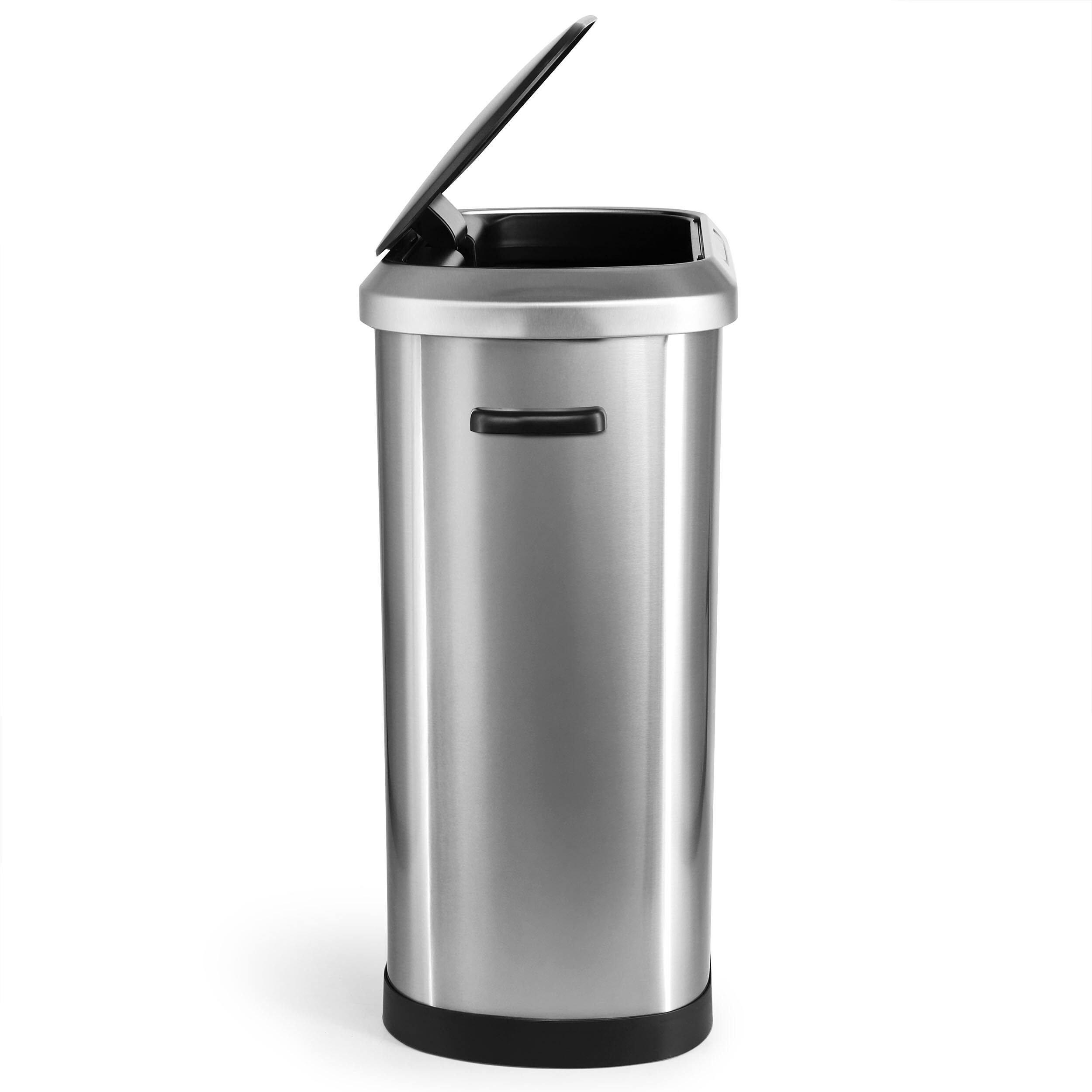 Back. Elama - Elama 13 Gallon Automatic Sensor Hands Free Trash Can in Silver - Silver.