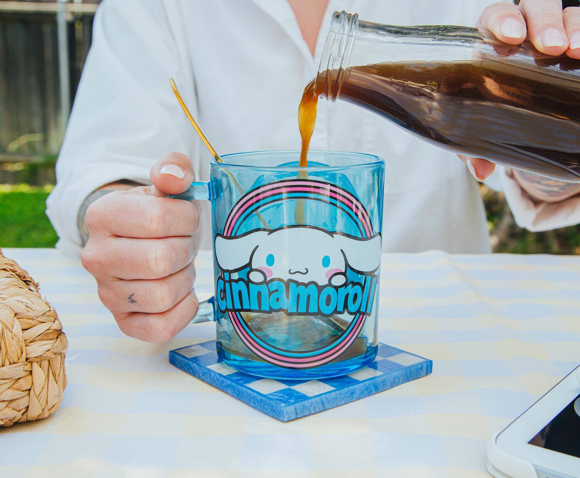 Alt View 4. Silver Buffalo - Sanrio Cinnamoroll Glass Coffee Mug | Holds 18 Ounces - Blue.