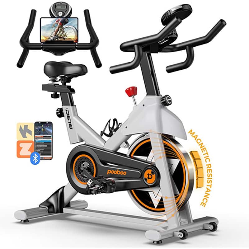 Pooboo - Exercise Stationary Bike for Home Gym, Silent Indoor Bike for Cardio Workout - Orange