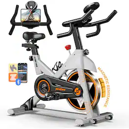 Pooboo - Exercise Stationary Bike for Home Gym, Silent Indoor Bike for Cardio Workout - Orange