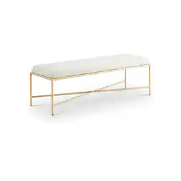 Meridian Furniture - Valley Cream Chenille Fabric Bench - Beige