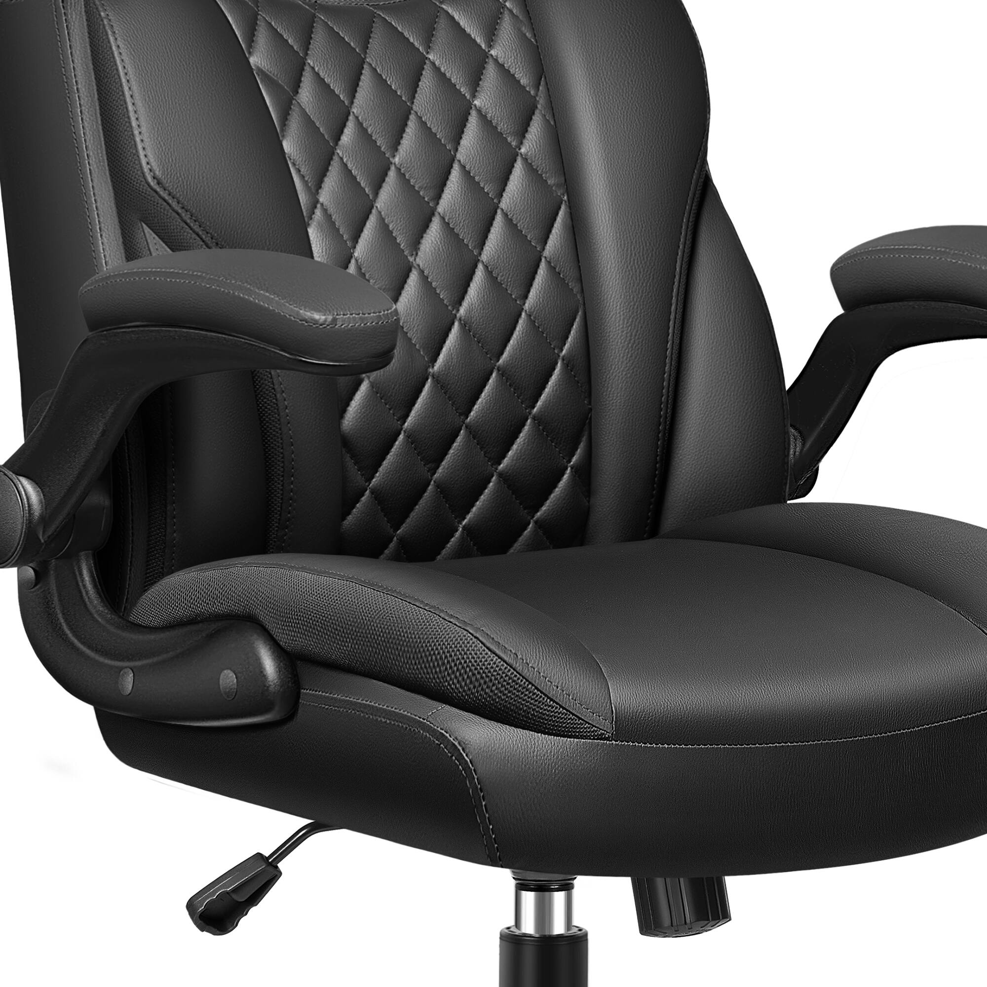 Alt View 6. KERDOM - Ergonomic Executive Leather Chair Adjustable Headrest, Computer Home Office Chair with Flip Up Arm & Thickened Cushion - Black.