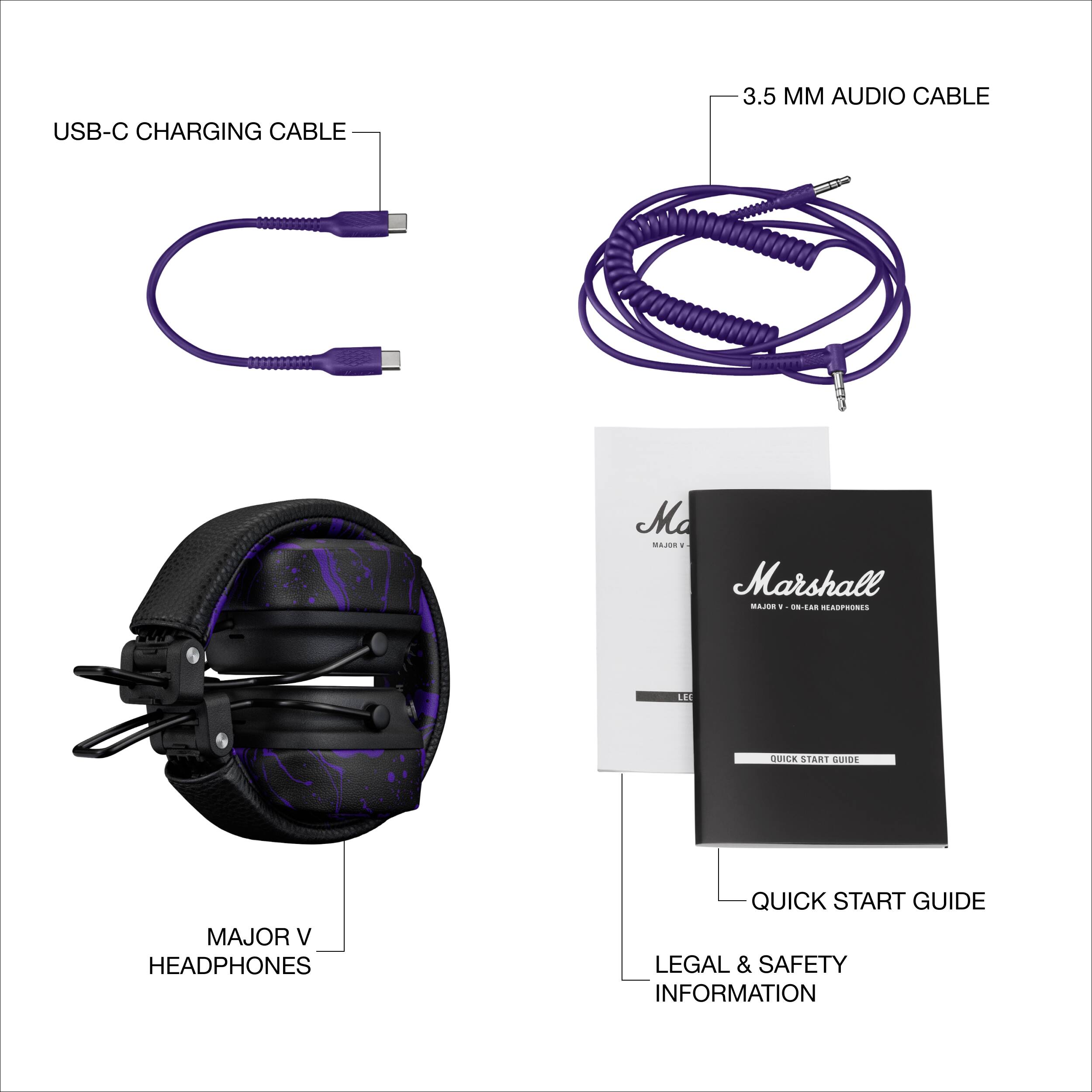 Marshall Major V Wireless On Ear Bluetooth Headphones with