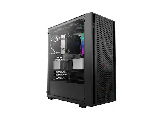 Front. Rosewill - Rosewill ATX Mid Tower Gaming Case, Tempered Glass, 4x 120mm PWM Fans, 360mm AIO, 340mm GPU, 160mm CPU Cooler - Black.