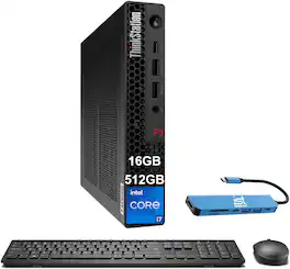 Lenovo - Upgraded - ThinkStation P3 Tiny Desktop - Intel Core i7-14700 with 16GB Memory - 512GB SSD - Keyboard - Mouse - WIFI - Win 11Pro - Black