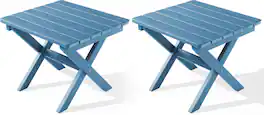 SERWALL - Small Folding Outdoor Side Table Set of 2, No Assembly Required - Navy