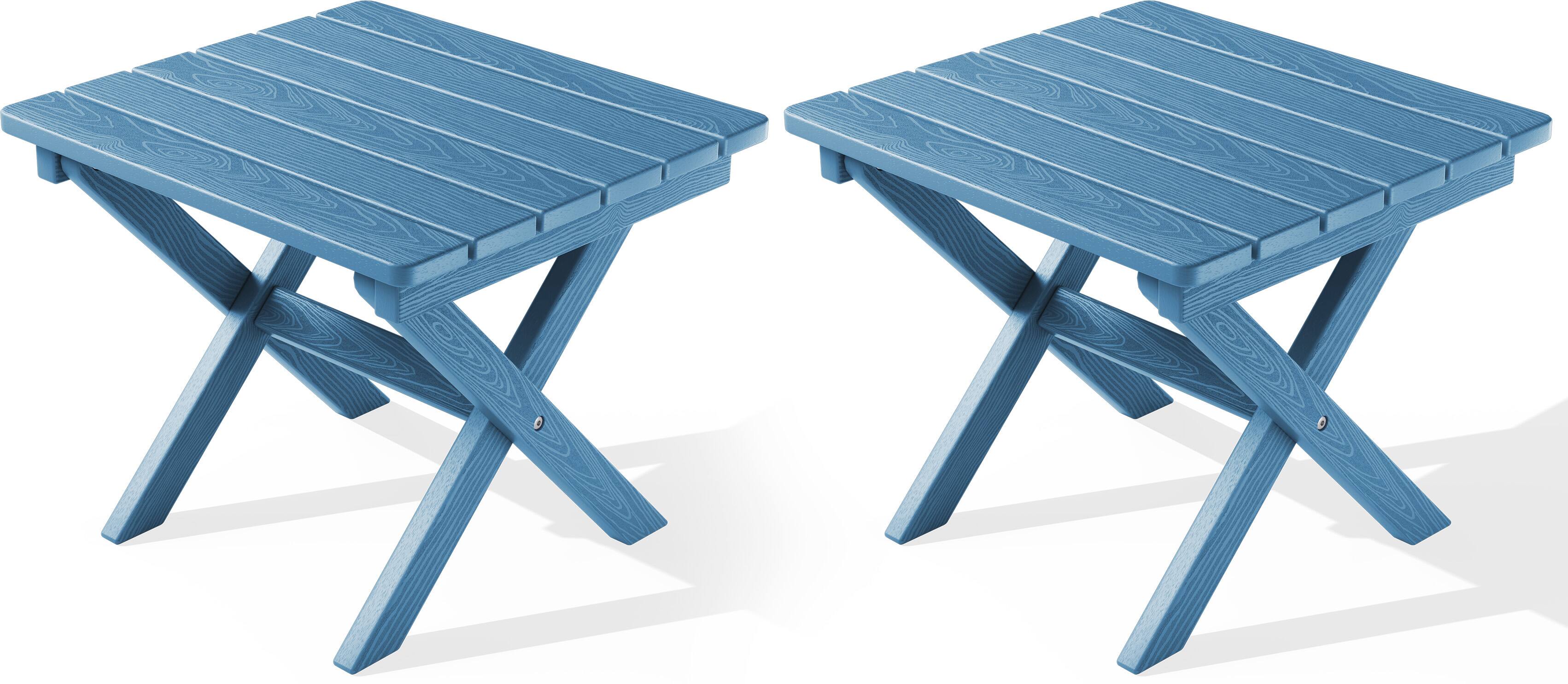 Front. SERWALL - SERWALL Small Folding Outdoor Side Table Set of 2, No Assembly Required, Navy - Navy.