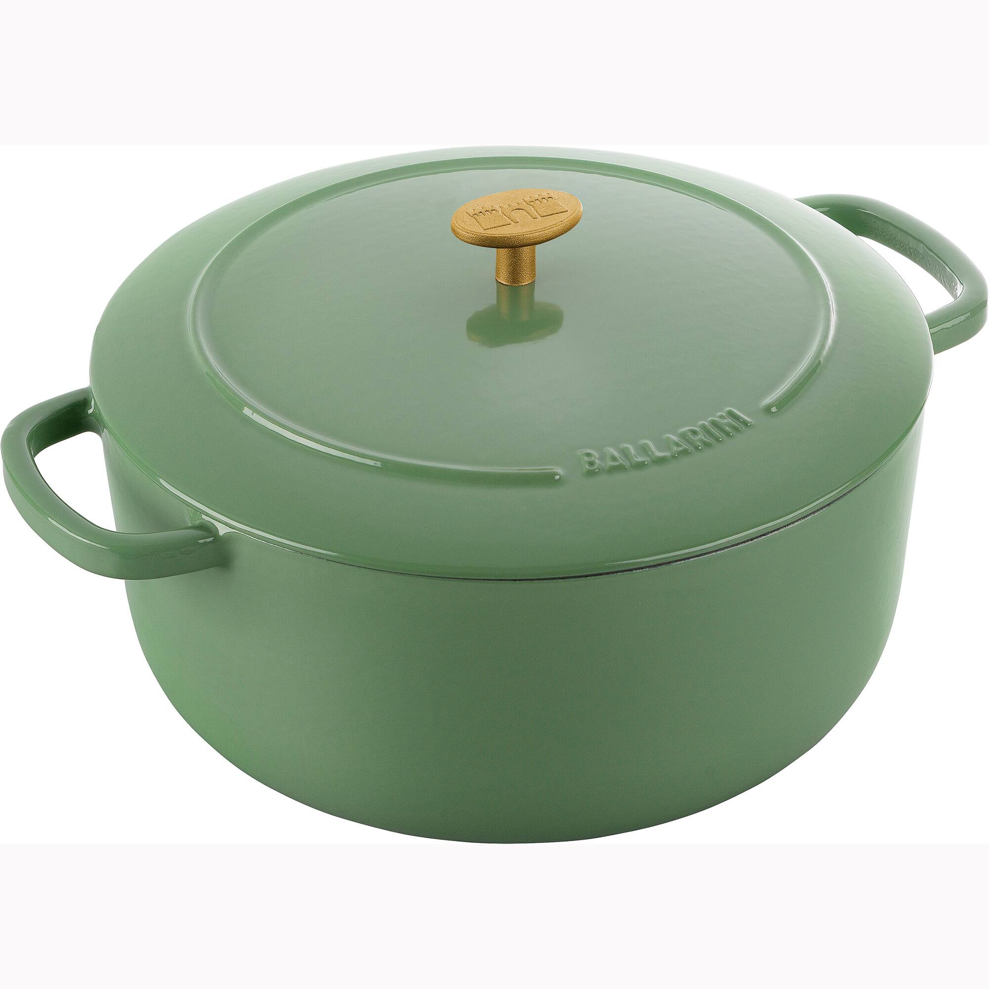 Front. Ballarini - Ballarini Bellamonte Cast Iron 7.5-qt Round Dutch Oven - Saggio Green - Green.