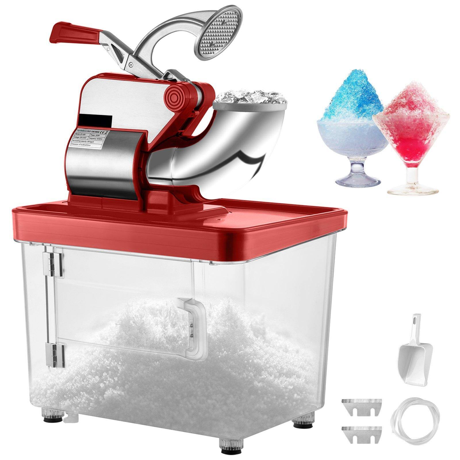 Alt View 7. Glintex - Commercial Ice Crusher 440 lbs/hr, 300W Dual-Blade Electric Snow Cone Machine with Safety Switch for Home & Business - Red.