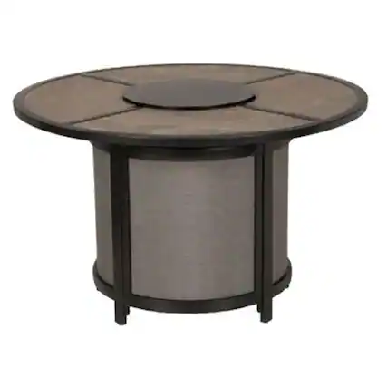 Front. Four Seasons Courtyard - Four Seasons Courtyard Edison Park 54 Inch LP Gas Fire Pit Table, Gray Finish - Gray.