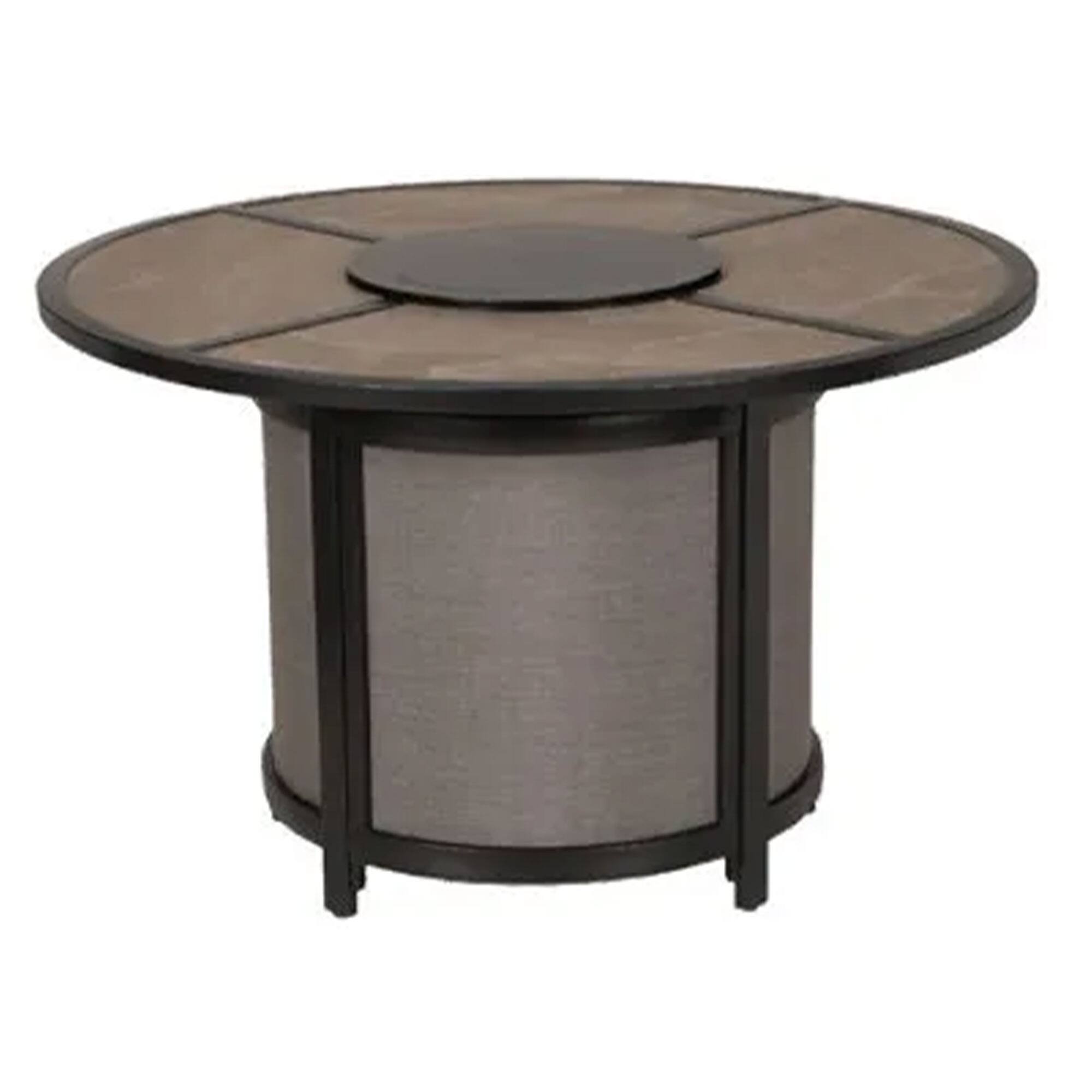 Front. Four Seasons Courtyard - Four Seasons Courtyard Edison Park 54 Inch LP Gas Fire Pit Table, Gray Finish - Gray.