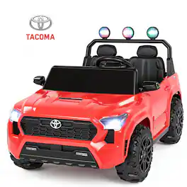 Wisairt - Toyota Tacoma Licensed 24V Kids Ride On Truck, 2 Seater Electric Vehicle w/ Remote, LED Lights - Red