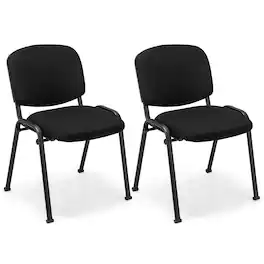 WELLFOR - Office Chair with Metal Frame and Padded Cushions for Conference Room-Set of 2 - Black