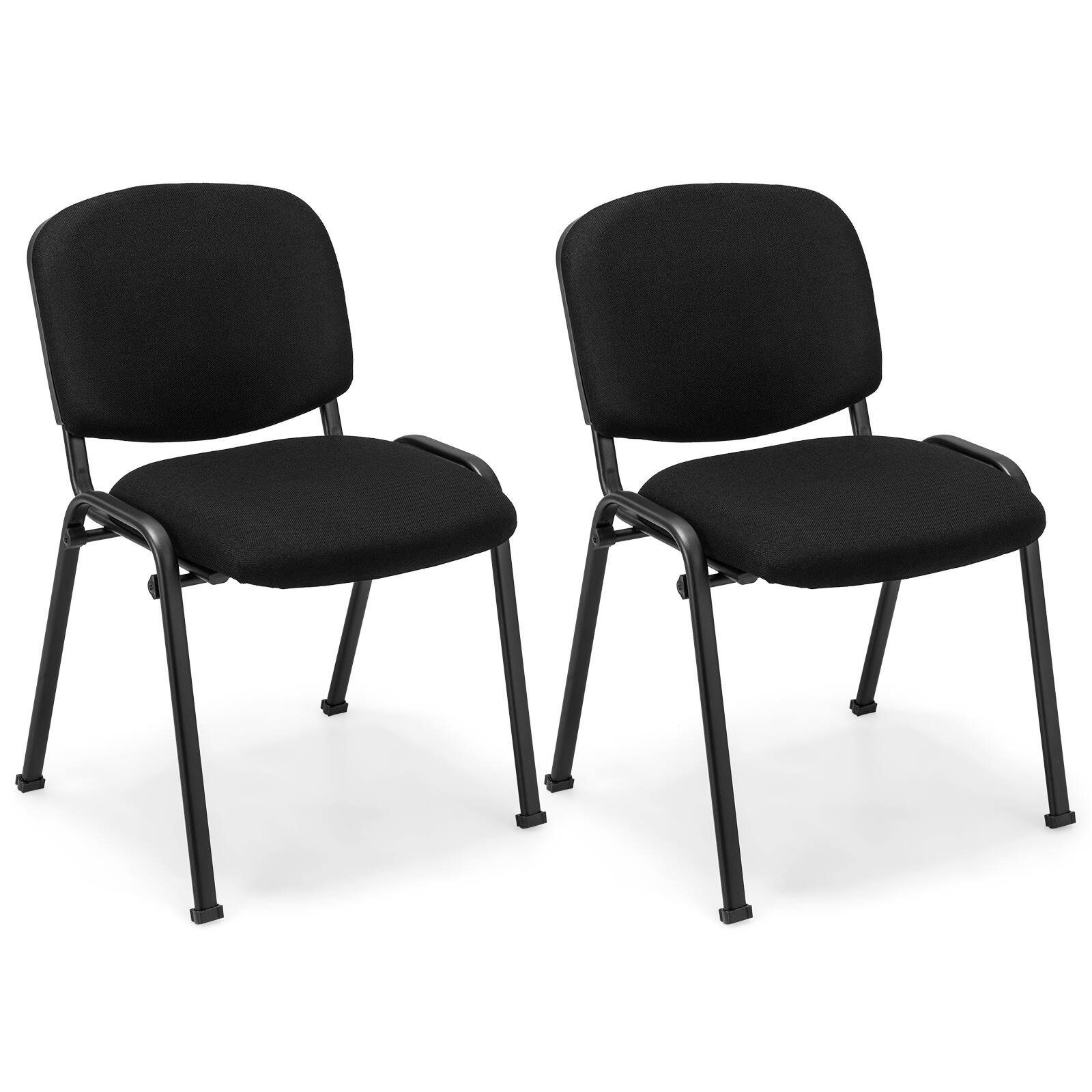 Front. WELLFOR - Office Chair with Metal Frame and Padded Cushions for Conference Room-Set of 2 - Black.