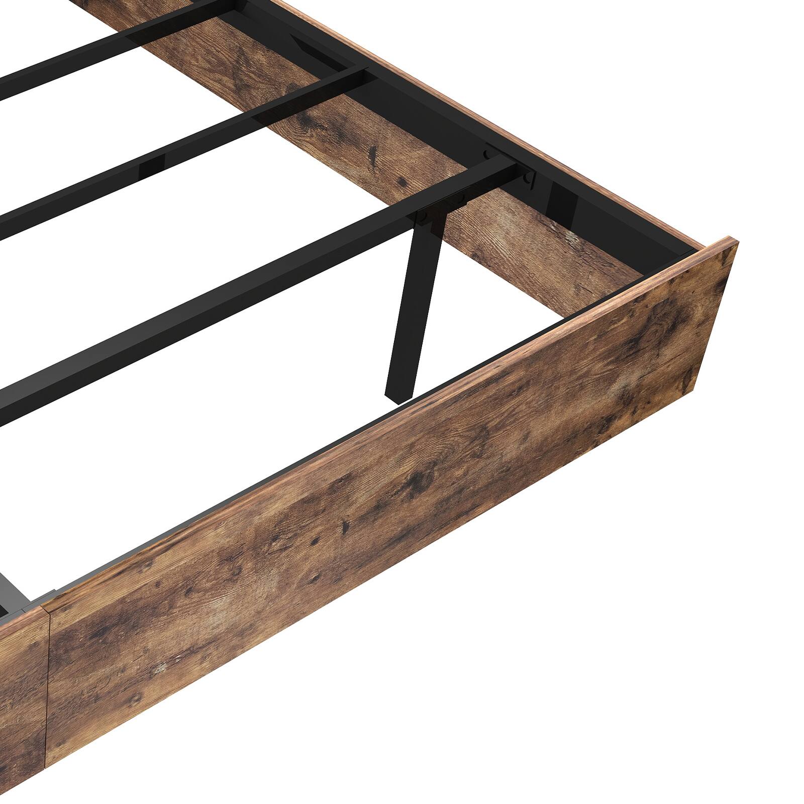 Alt View 2. LUCKY ONE - Full Size Floating Bed Frame with LED Lights - Brown.