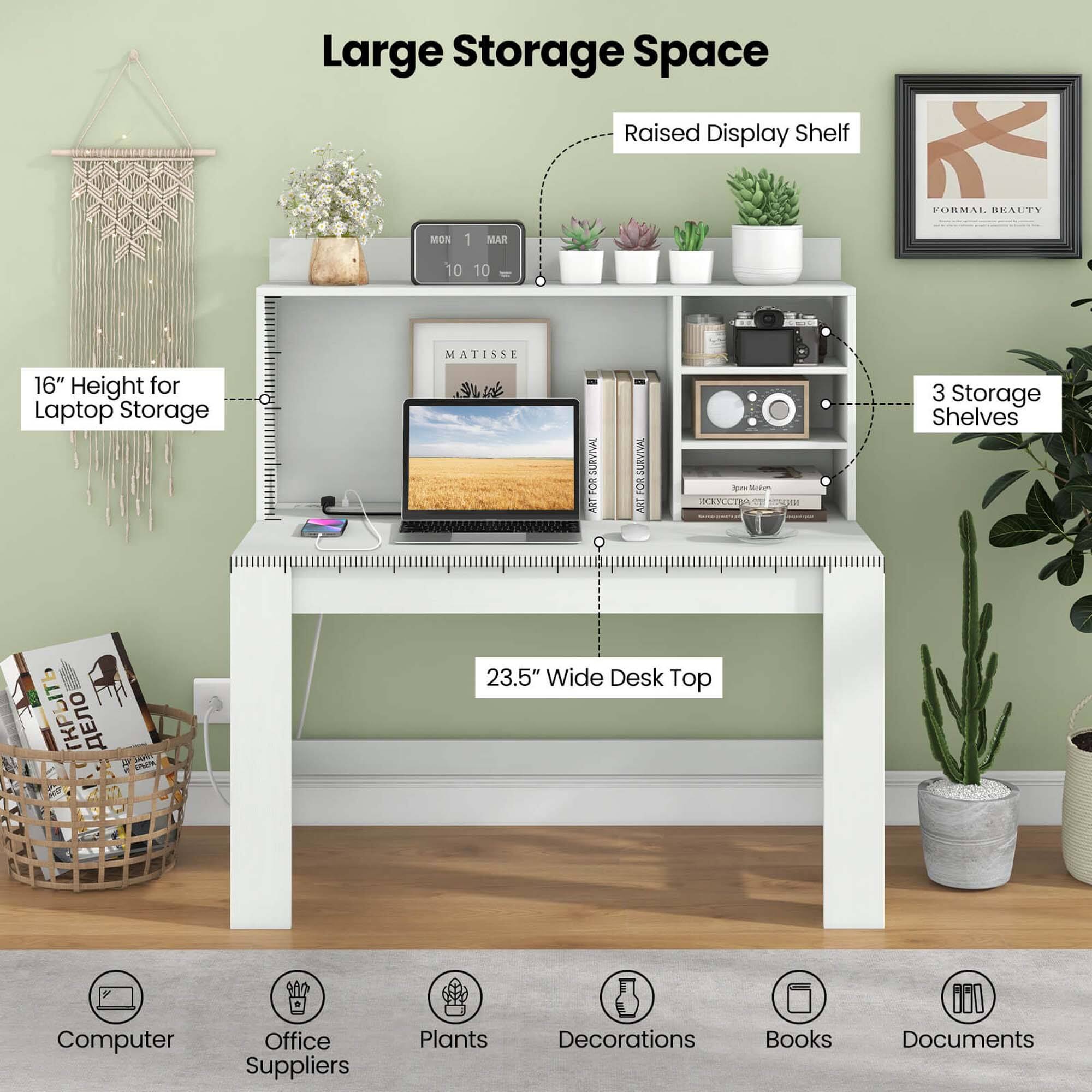 Large Storage Space Raised Display Shelf FORMAI BEAUTY MON 1 MAR 10 10 MATISSE 16" Height for Laptop Storage J, i FOR ART ARTFORSURVIVAL ARTFOREURVIN A Mrsien MTELTES F  3 Storage Shelves     i 23.5" Wide Desk Top Computer Office Suppliers Plants Decorations Books i Documents