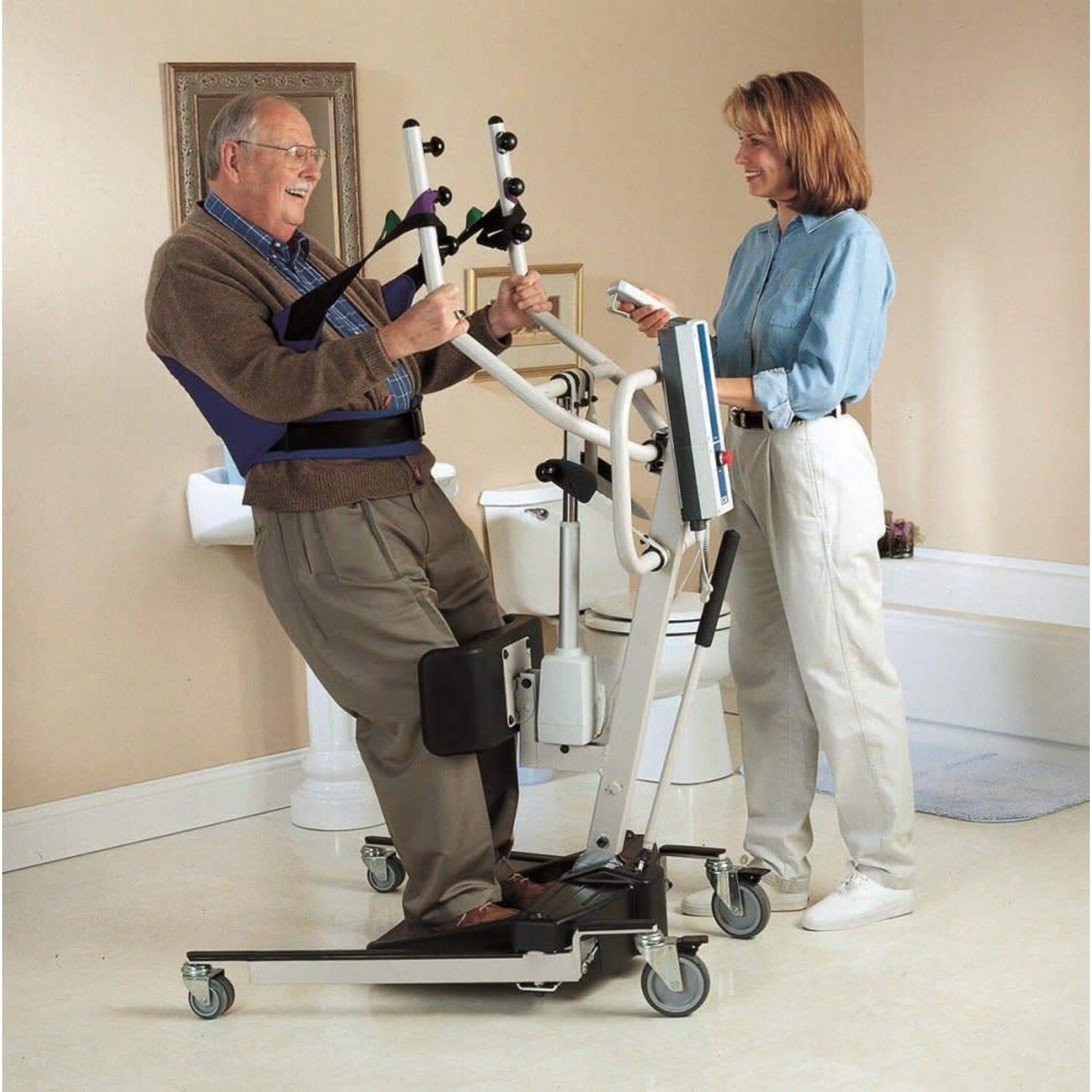 Alt View 6. Invacare - Reliant stand-up lift, battery powered, 350 lb capacity, safe, durable, patient support aid - Beige.