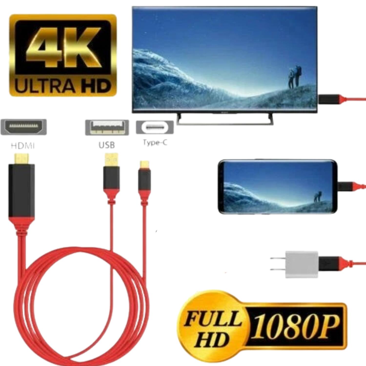 4K Ultra HD HDMI USB Type-C Full 1080P