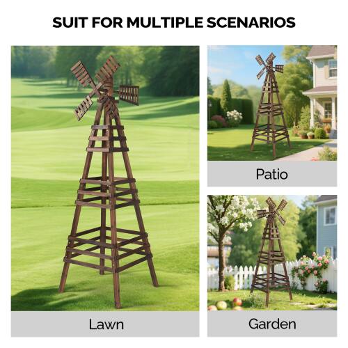 Winado 3 Layers 6.6FT Wooden Windmill Backyard Garden Decoration