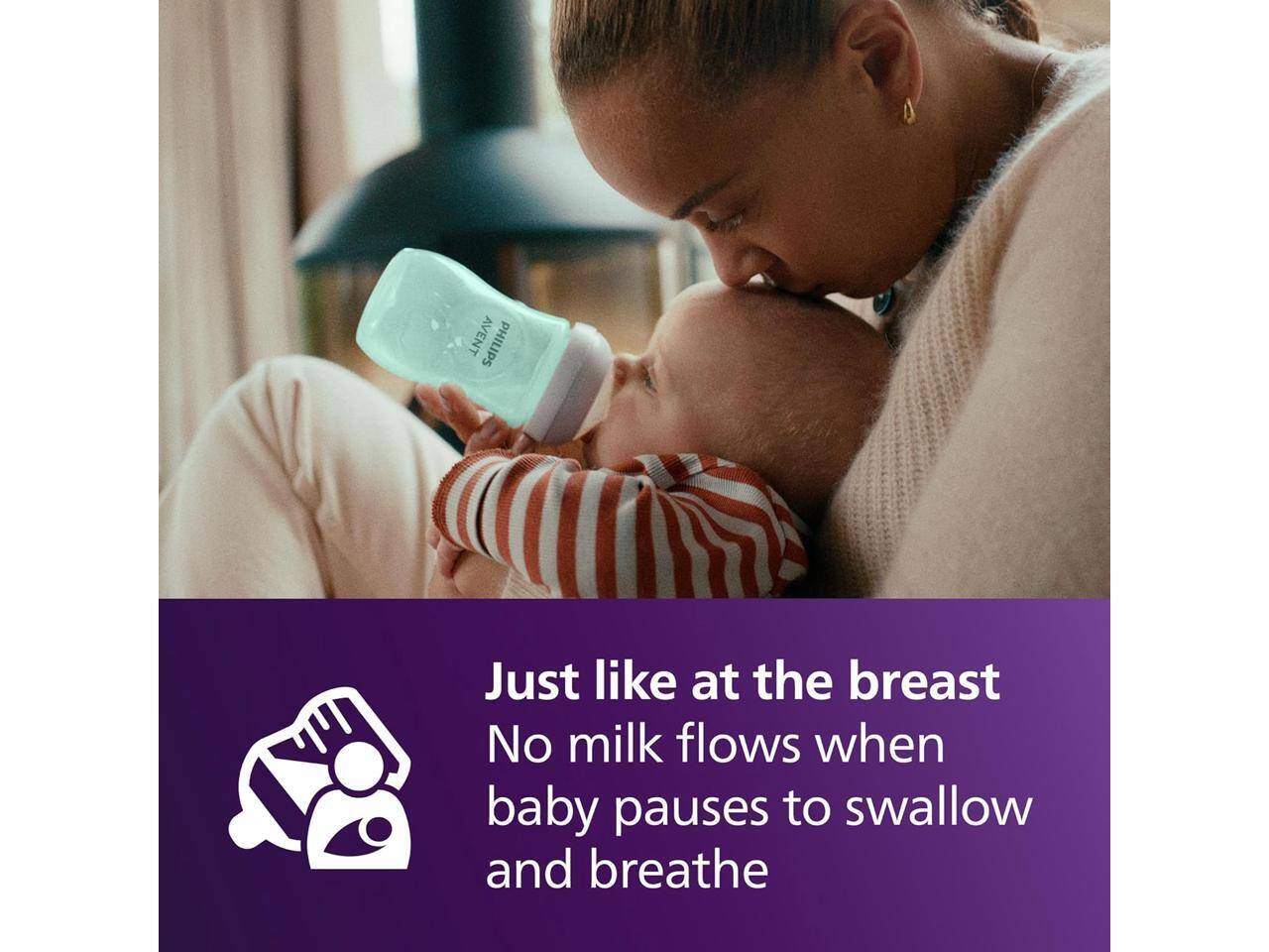 Just like at the breast  
No milk flows when baby pauses to swallow and breathe