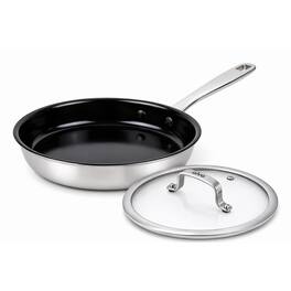 Alva - Maestro 9.5" Stainless Steel Nonstick Frying Pan with Glass Lid - PFAS-Free Nonstick, Oven & Induction Safe - Black