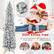 The text on the image is grouped and corrected as follows:
Winter Style Flocking Slim Xmas Tree Space-saving for Surprise you in small rooms different places Home Office Carnival