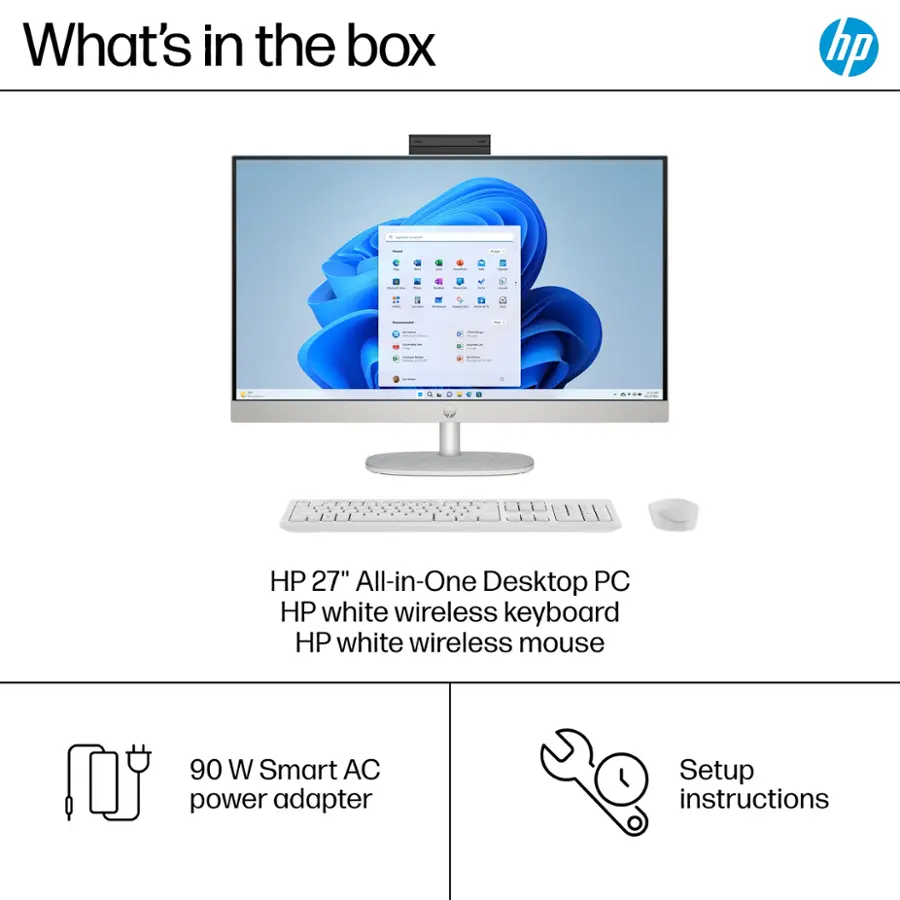 HP - 27" Full HD Touch-Screen All-in-One with Adjustable Height - Intel Core Ultra 7 - 16GB Memory - 1TB SSD - Shell White