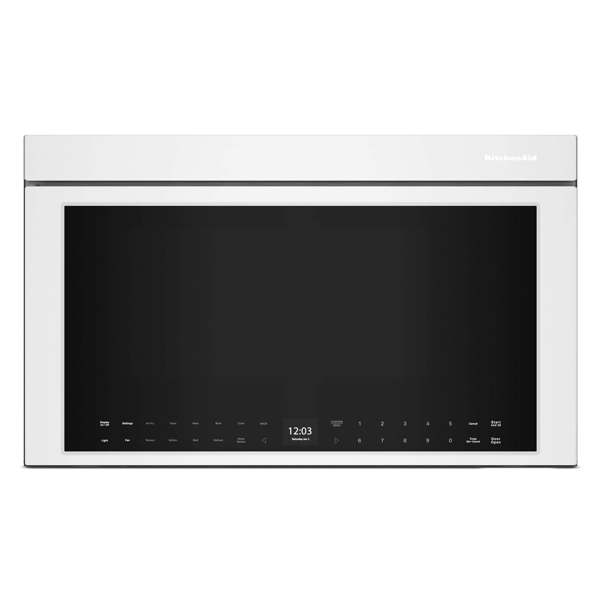Front. KitchenAid - 1.1 Cu. Ft. Convection Flush Built-In Over-the-Range Microwave with Air Fry Mode - White.