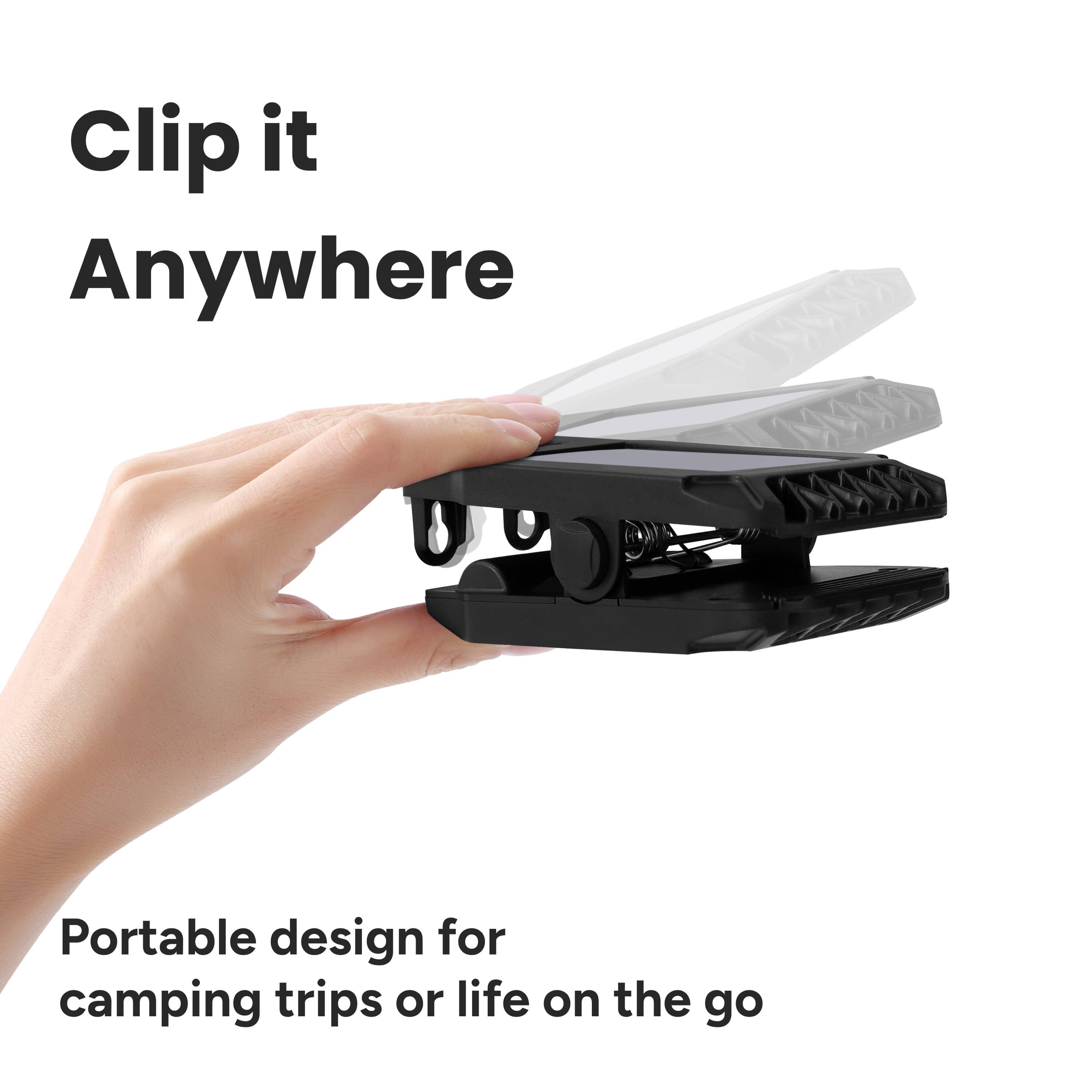 Clip it Anywhere  
Portable design for camping trips or life on the go