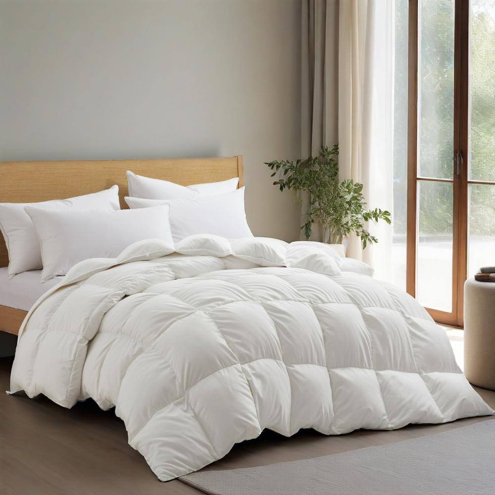 Angle. Peace Nest - Peace Nest Heavyweight Extra Warmth White Goose Feather Down Fiber Duvet Comforter Insert, White, California King - White.