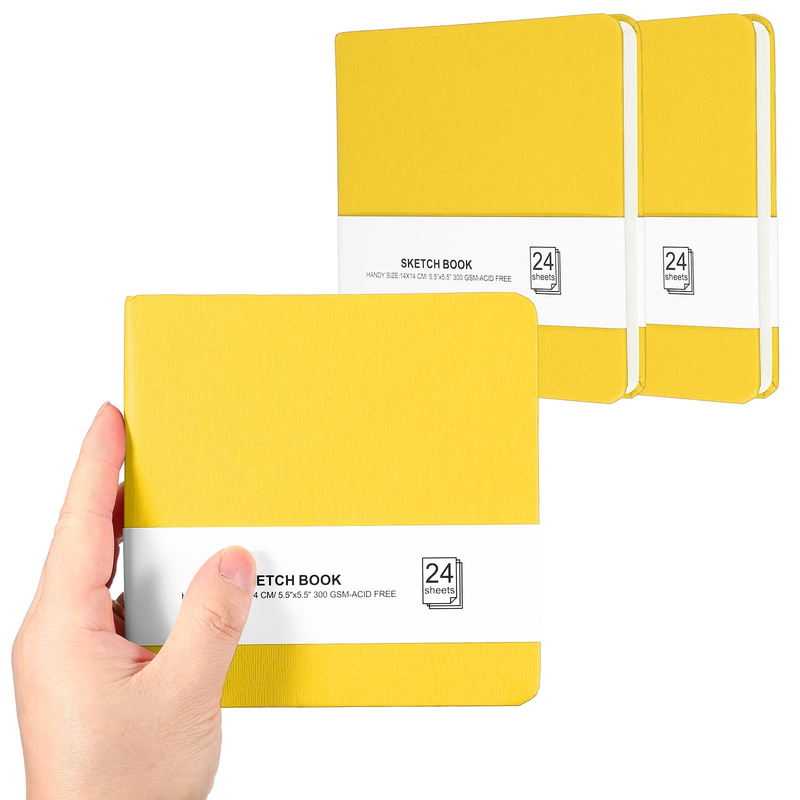 Unique Bargains - 3pcs 5.5x5.5 Inch Small Sketchbook, 24/48pg 300GSM Watercolor Paper Pad Square Tiny Pocket for Drawing Travel - Yellow price history on PriceWatchPro