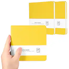 Unique Bargains - 3pcs 5.5x5.5 Inch Small Sketchbook, 24/48pg 300GSM Watercolor Paper Pad Square Tiny Pocket for Drawing Travel - Yellow
