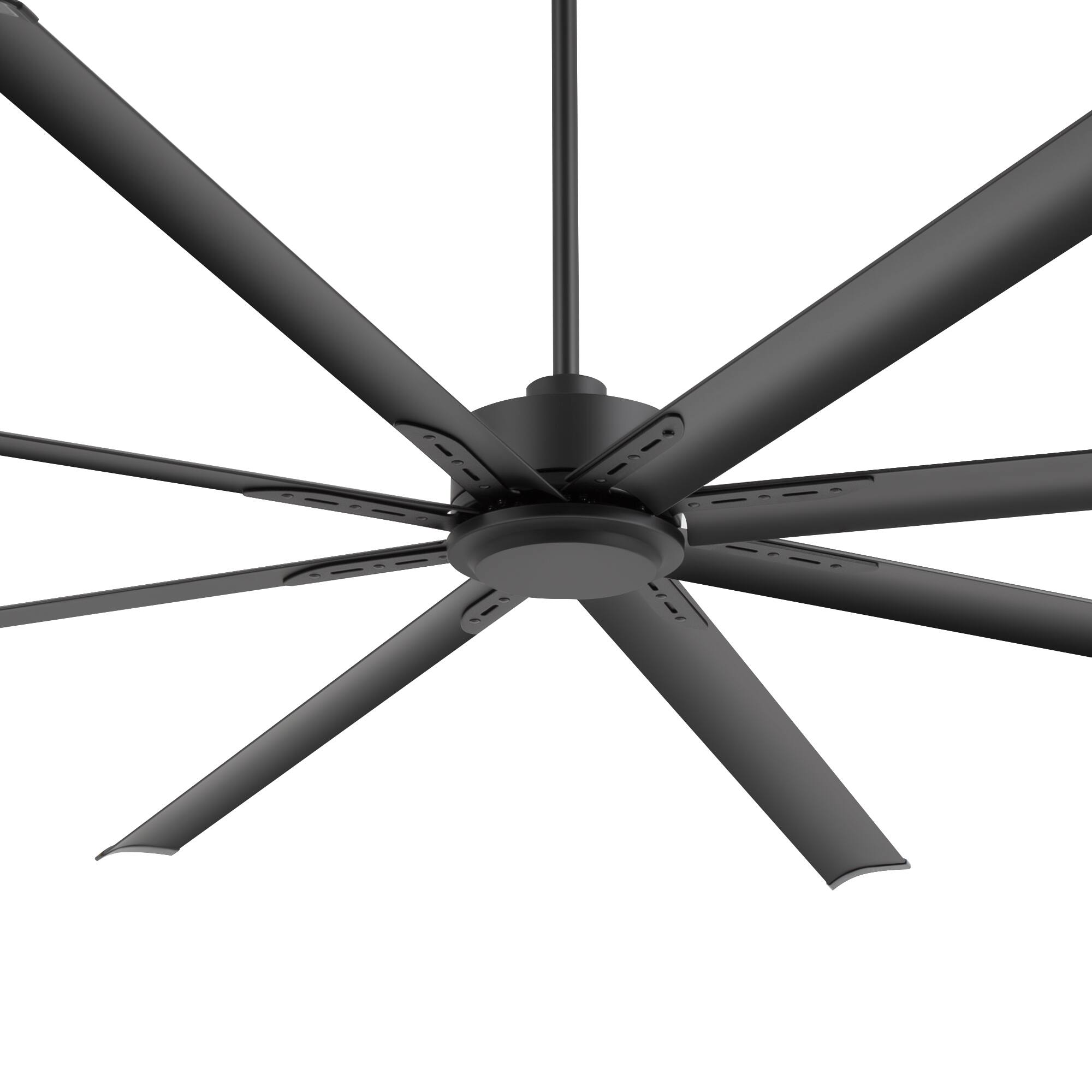 Alt View 9. Breezary - 84/96/120 Inch Extra Large HVLS Commercial Ceiling Fan, No Light, Aluminum Blades, DC Motor, Remote, 3 Downrods Included - 96-in Black.