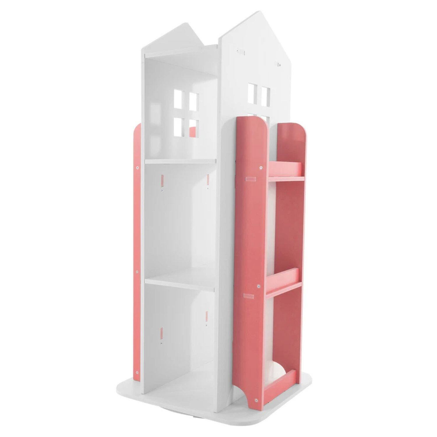 Alt View 1. Home Collection - 4-Tier Rotating Bookcase Rack – 360°Display Organizer - Pink.