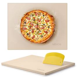 VEVOR - Pizza Stone, 15 x 12in Rectangular Cordierite Pizza Stone, Extra Large Baking-Stone with Scraper, 0.6in Thick Cordierite - Beige