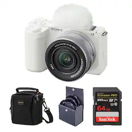 Bundle - Sony - Alpha ZV-E10 II Mirrorless Camera with E PZ 16-50mm f/3.5-5.6 OSS II Lens, White, with 64GB Memory Card,
