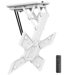 Mount-It! - Motorized Ceiling TV Mount with Remote for 32” – 55” TVs, Retractable Tilt Lif - White