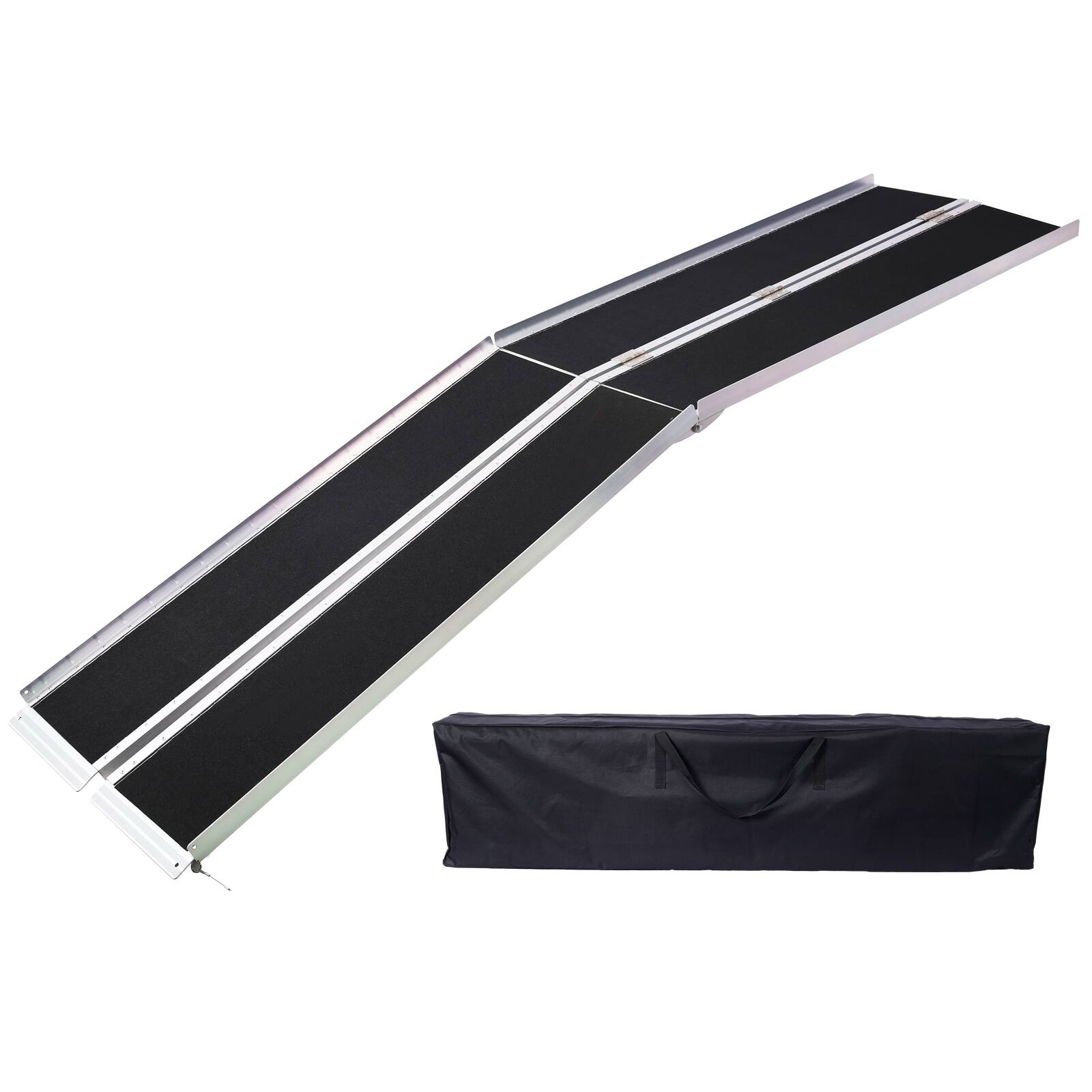 Front. ELEMENT ACE - 10ft Wheelchair Ramp - Portable Aluminum Threshold Ramp, Foldable, 600lb Capacity - Silver.