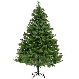 BreeBe - Premium 7FT Spruce Full PE Christmas Tree Unlit with Hinged Branches and Foldable Metal Stand - Green