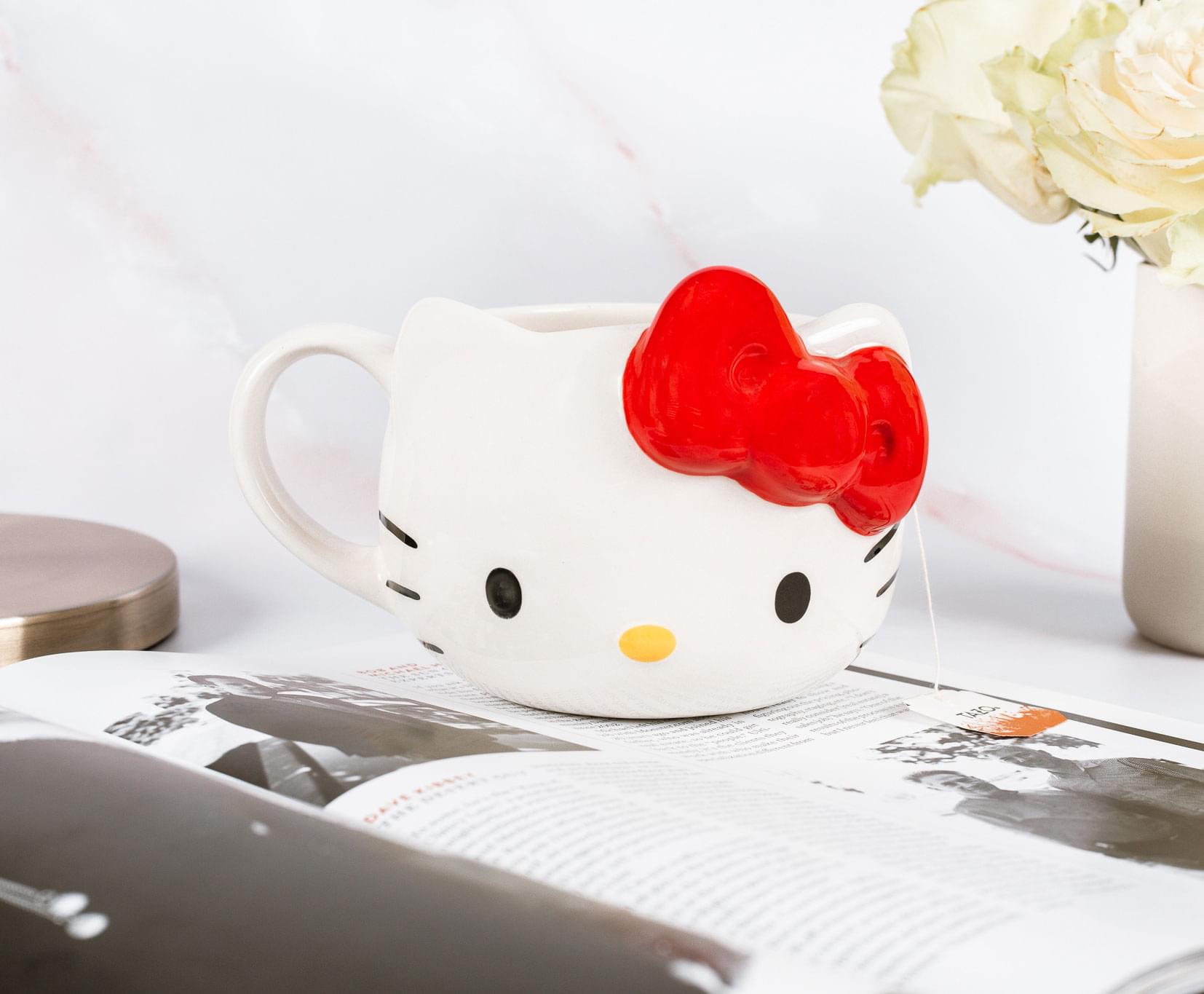 Alt View 4. Silver Buffalo - Hello Kitty Red Bow Ceramic 3D Molded Mug | Holds 22 Ounces - Red.