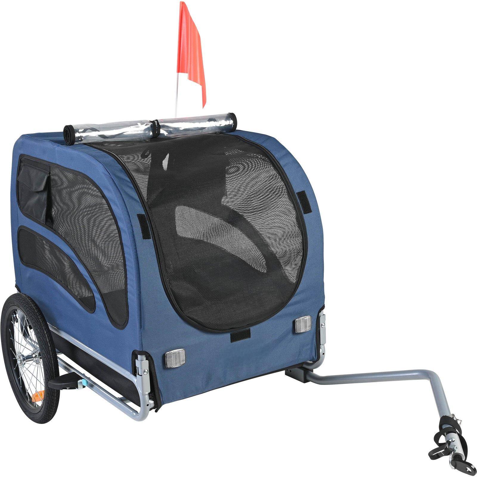 Front. Glintex - Dog Bike Trailer, Supports up to 100 lbs, Folding Pet Bicycle Carrier，Quick Release Wheels and Waterproof 600D Fabric.