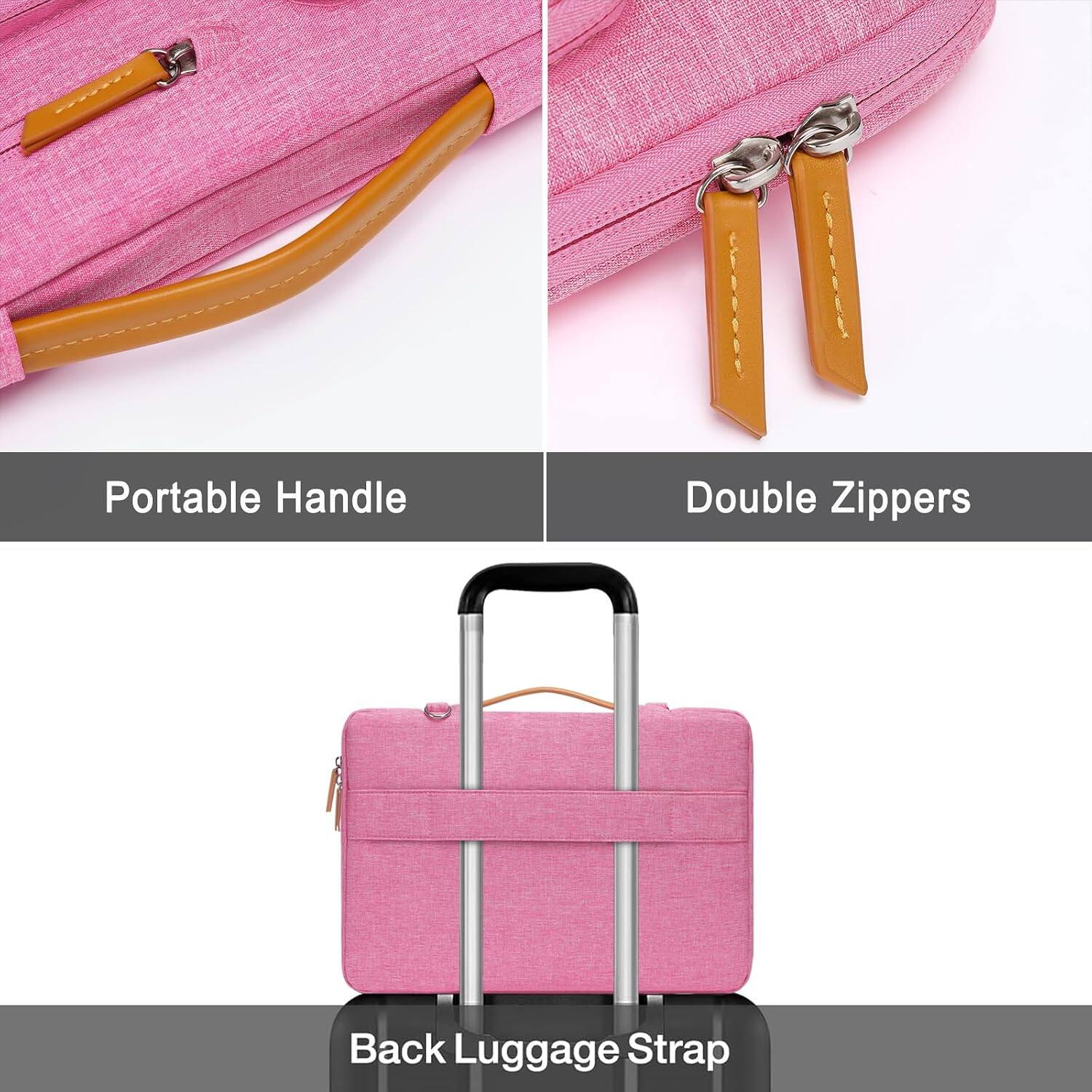 Portable Handle Double Zippers Back Luggage Strap