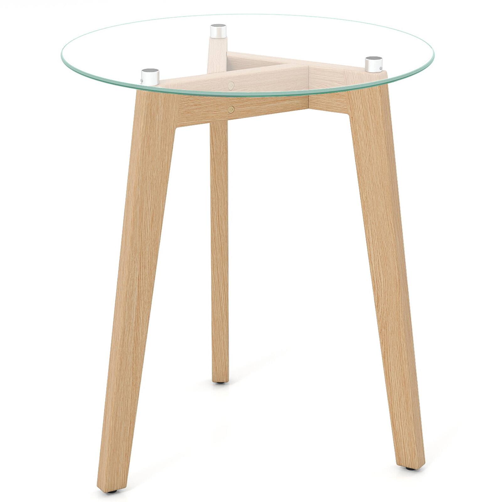 Alt View 9. Gymax - Gymax Modern Tempered Glass End Table w/Transparent Tabletop Rubber Wood Structure - Transparent & Natural.