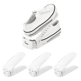 Unique Bargains - Shoe Slot Organizer 4pcs, 9.8x3.5x7.1 Inch Shoe Stacker Double Layer 50% Space Saver for Storage Closet Rack - White